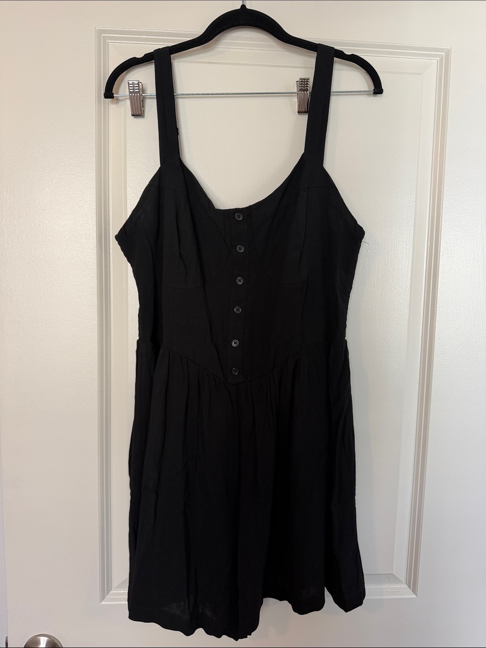 wild fable Black Button-Front Mini Romper